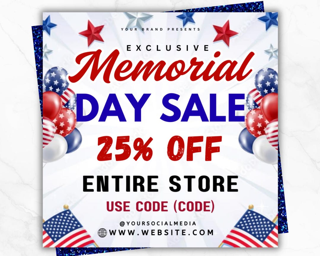 Memorial Day Sale Flyer Template | Holiday Promotion Flyer | Editable ...
