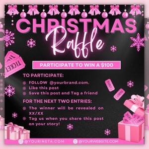 Christmas Raffle Flyer, Christmas Giveaway Flyer, Holiday Flyer, Giveaway Flyer, Christmas Raffle Ticket Flyer, Holiday Raffle Flyer, Canva