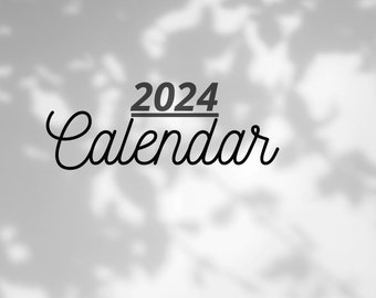 2024 Flower Calendar| Printable 2024 Calendar| Digital Calendar| Floral Themed Calendar| 12 Month Calendar