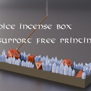 Elevate your space with this unique, 3D-printable incense holder designed for tabletop gamers and fantasy lovers alike. This STL file features an intricately detailed incense holder adorned with gaming dice and mystical crystals.