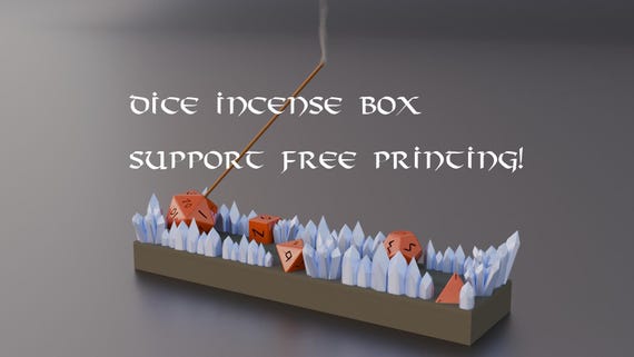 3D Printable Incense Holder - Gaming Dice & Crystals Design (STL File Download - Not a physical product) - Commercial Prints Allowed