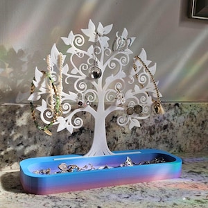 Jewelry Tree and Tray SUPPORT FREE (STL File - Not A Physical Item) - Commercial Prints Allowed