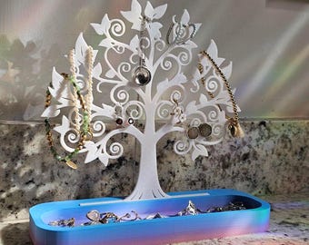 Jewelry Tree and Tray SUPPORT FREE (STL File - Not A Physical Item) - Commercial Prints Allowed