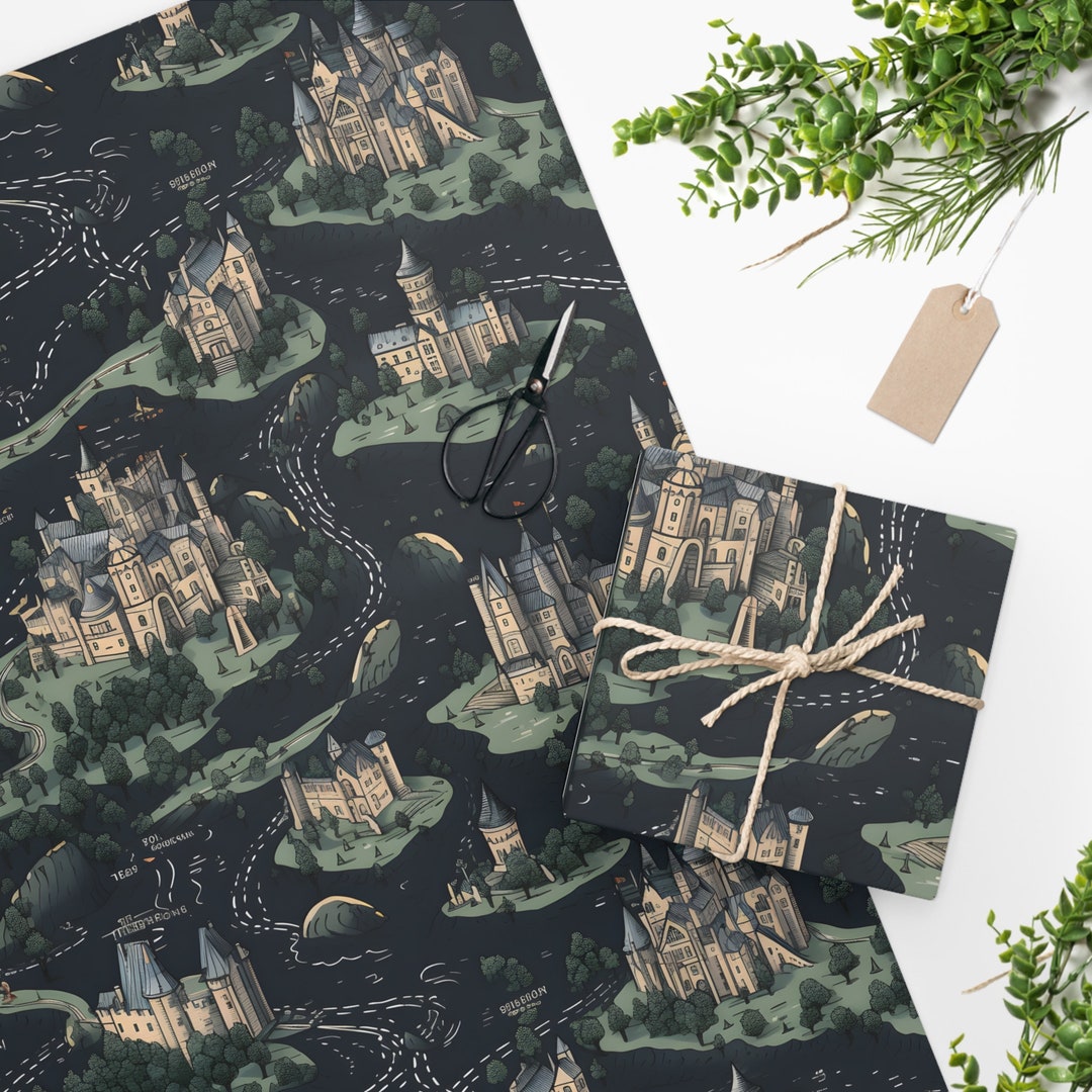 Harry Potter Wrapping Paper, Hogwarts Gift Wrap, Magical Wrapping, Map