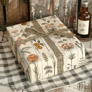 Vintage-Inspired Botanical Wrapping Paper Sheets - Garden Gift Wrap