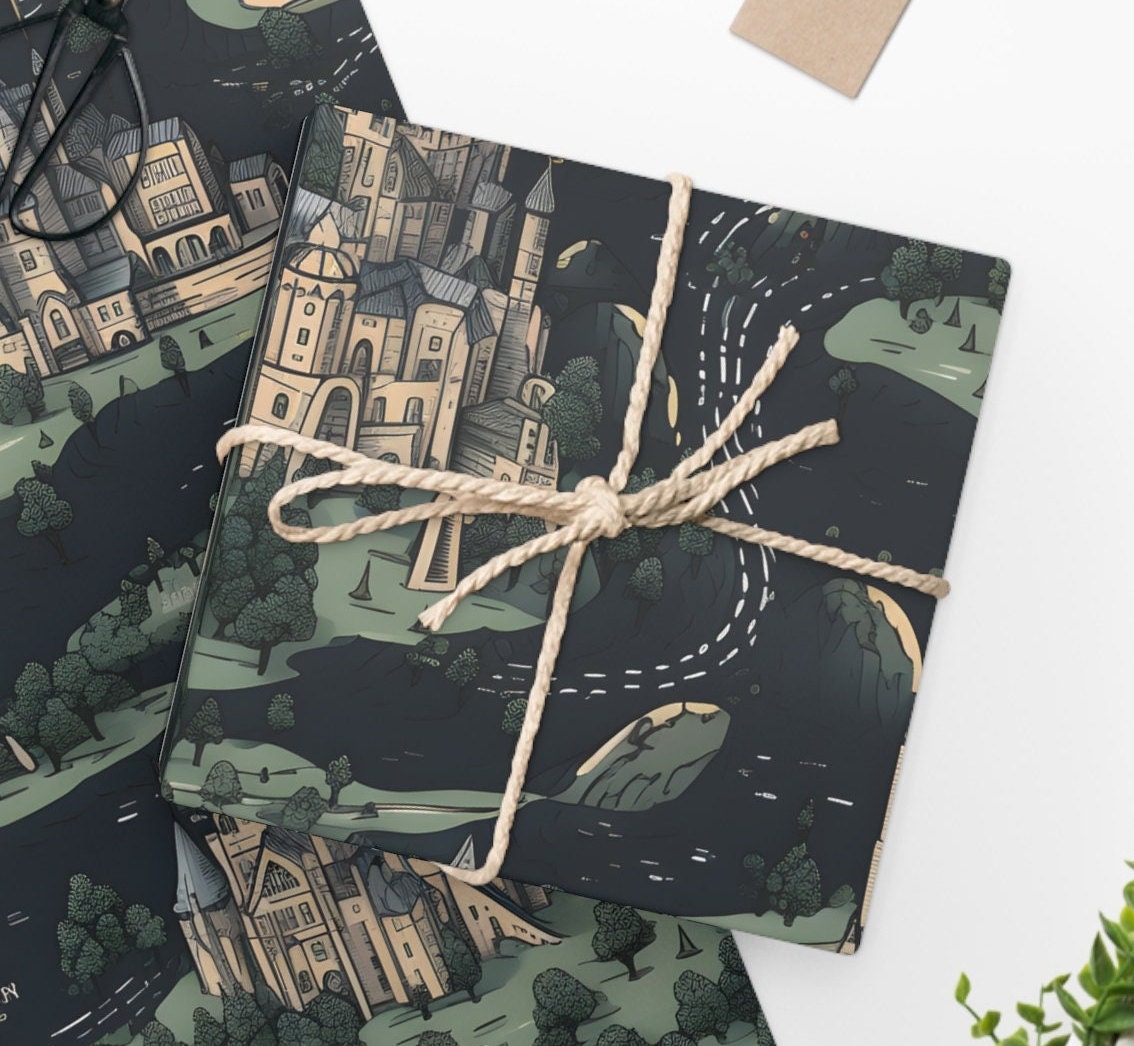 Harry Potter Wrapping Paper, Hogwarts Gift Wrap, Magical Wrapping, Map ...