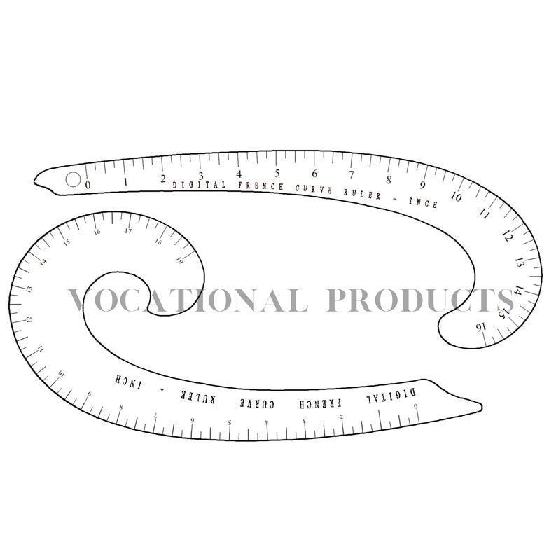 Digital French Curve Rulers; 16”, 19”, 13