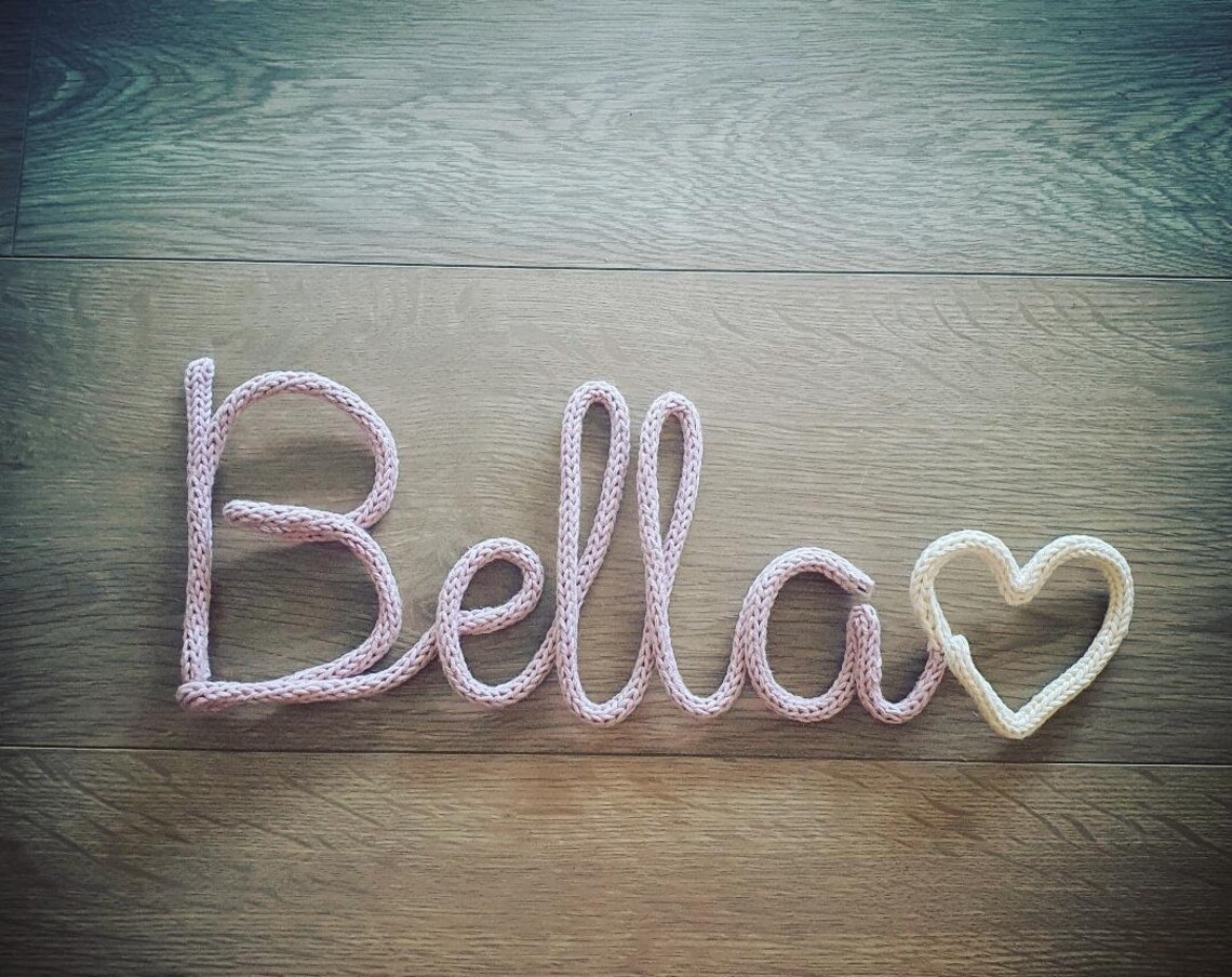 Wool Lettering Name Plate Door Sign Personalized Knitted - Etsy