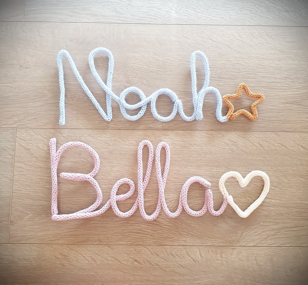 Wool Lettering Name Plate Door Sign Personalized Knitted - Etsy
