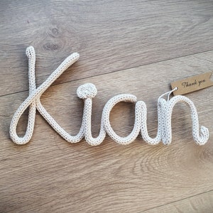 Wool lettering, name plate, door sign, personalized knitted name gift birthday Christmas Santa Claus sugar bag Advent calendar