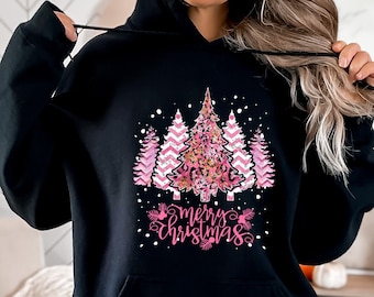 Christmas Trees Hoodie, Christmas Gift Sweatshirt, Merry Xmas Gift Hoodie, Christmas Hoodies for Women, Xmas Party Hoodie, Pine Trees Hoodie