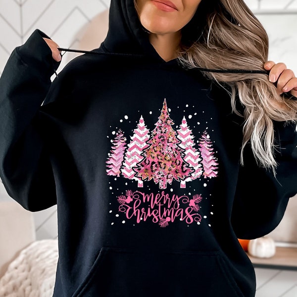 Christmas Trees Hoodie, Christmas Gift Sweatshirt, Merry Xmas Gift Hoodie, Christmas Hoodies for Women, Xmas Party Hoodie, Pine Trees Hoodie