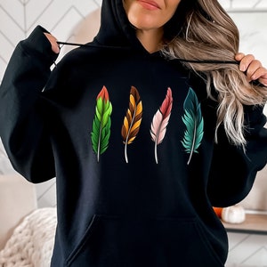 Jersey hoodie outlet with feather print
