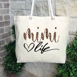 Mimi Leopard Print Gift Bag, Mimi Gift Bag, Mother's Day Gift Bag, Mimi Birthday Gift Bag, Cute Mama Gift Bag, Mimi Bag, Mimi Life Tote Bag