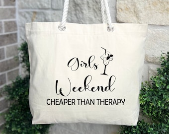 Girls Weekend Cheaper Than Therapy Bag, Vacation Gift Bag, Girls Trip Gift Bag, Girls Weekend Gift Bag, Travel Beach Bag, Gift Bag for Women