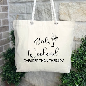 Girls Weekend Cheaper Than Therapy Bag, Vacation Gift Bag, Girls Trip Gift Bag, Girls Weekend Gift Bag, Travel Beach Bag, Gift Bag for Women