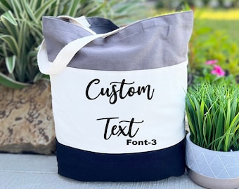 Custom Text Tote Bag, Personalized Gift Bag, Tote Bag for Women, Custom Bridesmaid Bag, Wedding Party Gift Tote Bag, Birthday Gift Tote Bag