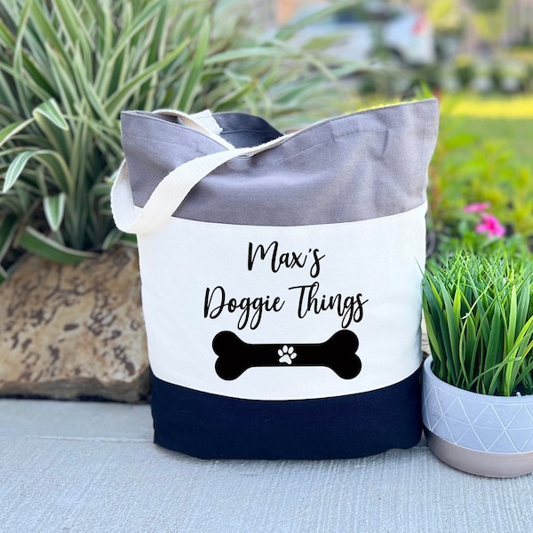 Doggie Things Tote Bag, Custom Dog Bag, Pet Owner Gift Bag, Personalized Dog Bag, Dog Mom Bag, Dog Toys Bag, Dog Park Bag, Gift for Dog Mom