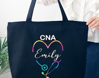 Personalized CNA Nurse Tote Bag, Custom Nurse Tote Bag, Nurse Appreciation Gift, CNA Gifts, Nursing Student Gift