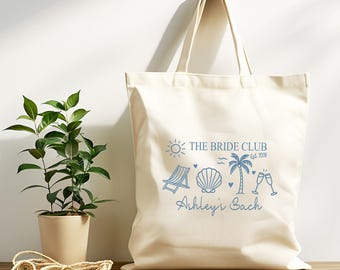 Custom Girls Weekend Beach Bach Tote, Bachelorette Gift Bags, Bridesmaid Girls Trip Tote Bag , Coastal Bridal Shower