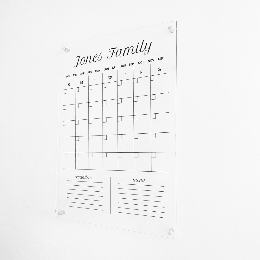 Personalized Acrylic Calendar Dry Erase Board Monthly Planner Etsy UK