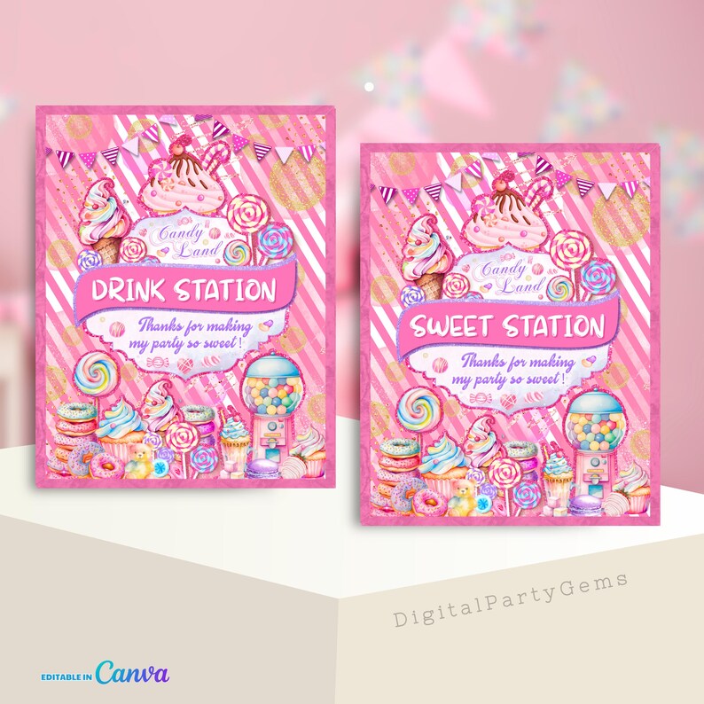 Candy Land Custom Signage Sweet Candies Shop Custom Poster Party ...