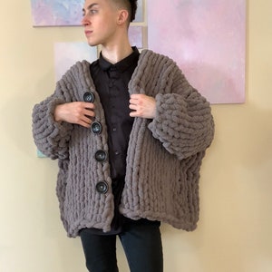 Chunky gray cardigan sales