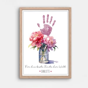 Handprint aunt, gift birthday aunt, personalized gift child Easter, DIY gift, last minute gift idea to print