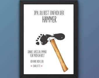 Regalo per il nonno, modello di impronta da stampare, regalo personalizzato per bambino, idea regalo per il compleanno del nonno, nonno sei fantastico