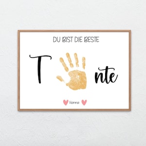 Handprint child, gift aunt, personalized gift child, gift idea aunt birthday, handprint with name