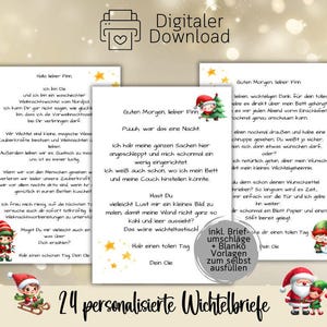 Cartas de elfo imprimibles, postal de elfo personalizada, elfo navideño, calendario de adviento de elfos para niños