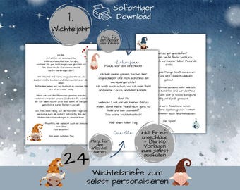 Wichtelbriefe, personalisierbare Wichtelpost, Wichteltür, Wichtel Adventskalender für Kinder, Briefe vom Weihnachtswichtel zum Ausdrucken