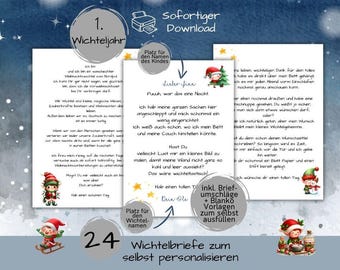 Wichtelbriefe zum Ausdrucken, Weihnachtswichtel, Wichtel Adventskalender für Kinder, Personalisierbare Briefe vom Wichtel