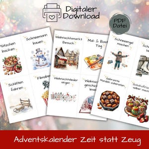 Advent calendar for children to print out, time instead of stuff Advent calendar, Advent cards, DIY calendar, Christmas with children