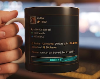 Mug League of Legends (café et thé). Tasse personnalisée League of Legends. Mug original. Idéal comme cadeau. Compatible avec le jeu PC Summoners Rift LOL.