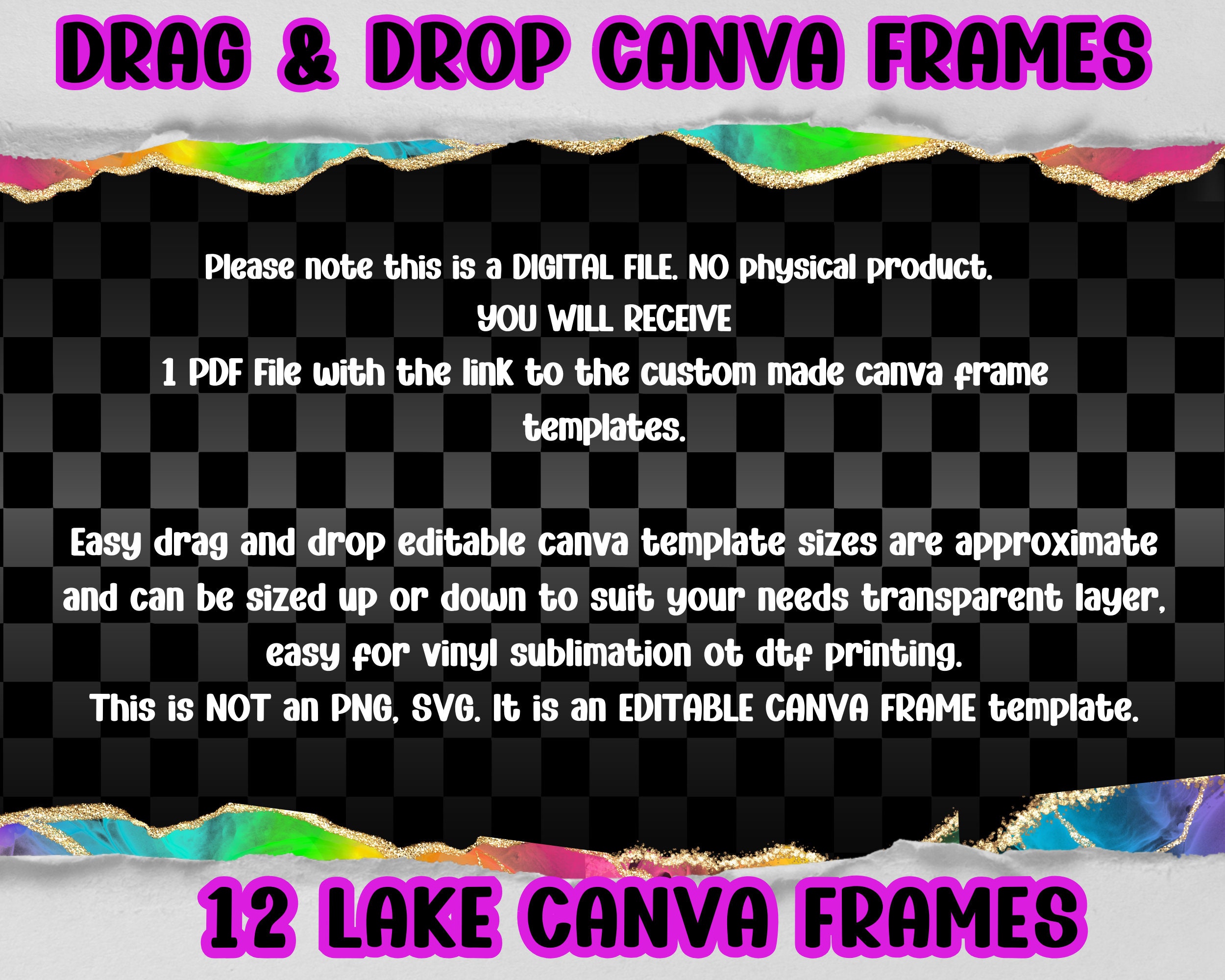 Summer Canva Frames, Lake DIY Canva Frame Templetes, Easy Drag and Drop ...