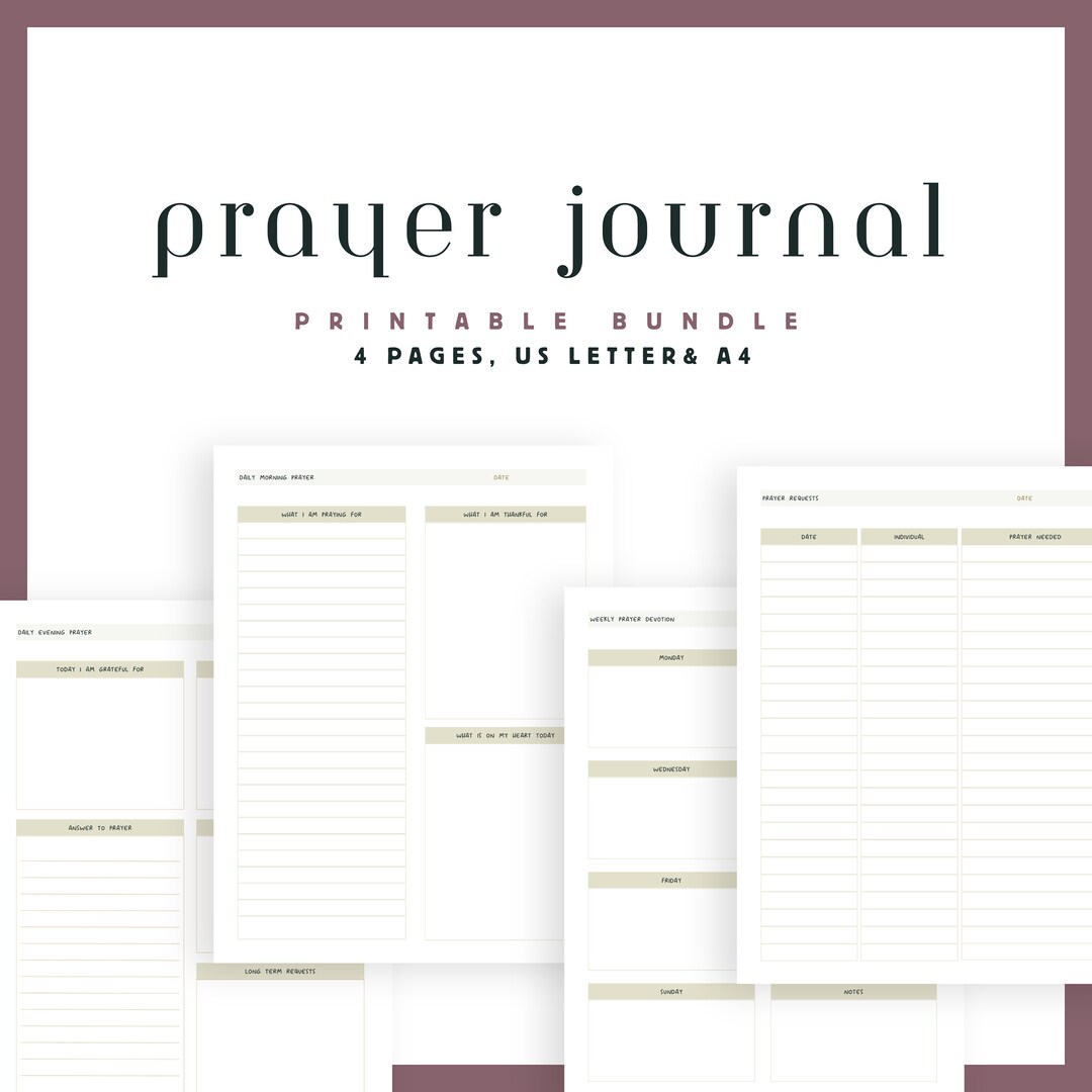 Prayer Journal Printable Inserts for Christians With Prayer - Etsy