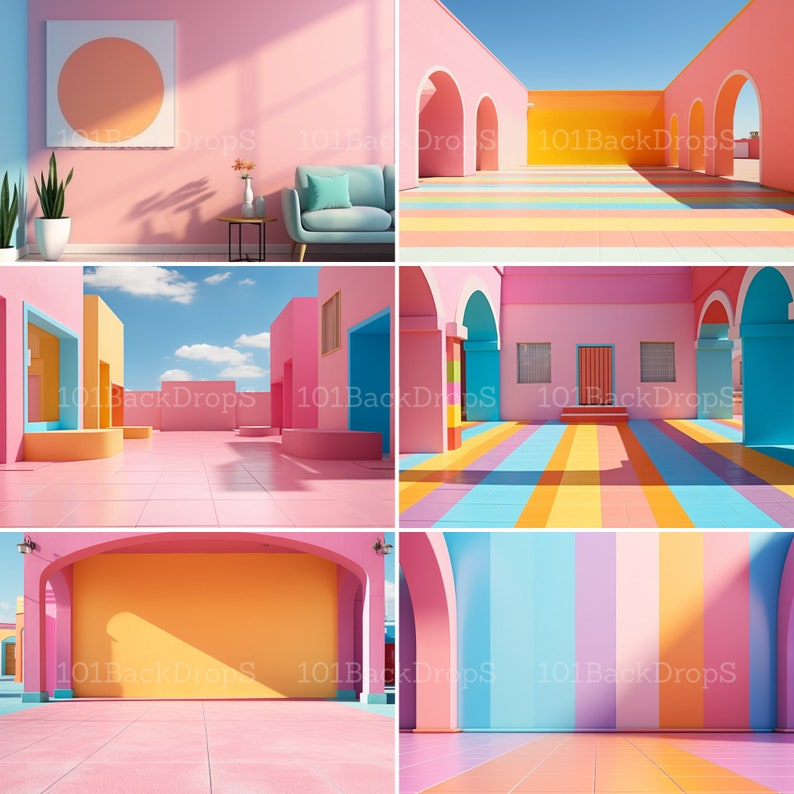 31 Rainbow Instagram Style CG Digital Backdrops, Pastel Rainbow ...