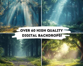 Mystical Deep Forest Digital Background Pack - 60+ Enchanted Photoshop Compositions for Nature, Woodland & Fantasy Art