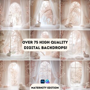 Floral Whispers - 70+ Maternity Digital Backdrops  Fine Art Canvas Overlays - Photoshop Texture Bundle for Newborn and Pregnancy Photography