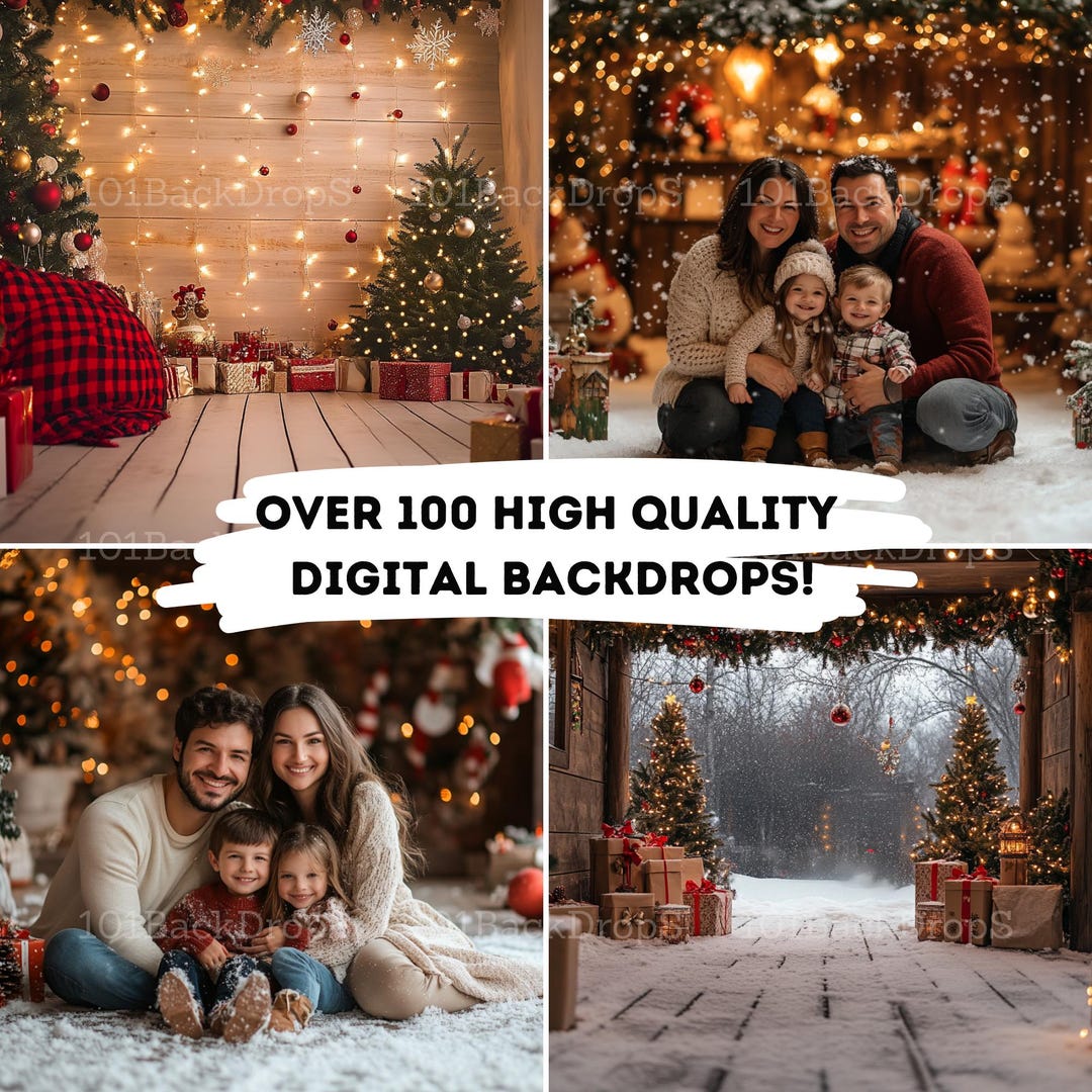 100+ Christmas Backdrop Bundle - Magical Clouds, Festive Barn Interiors ...