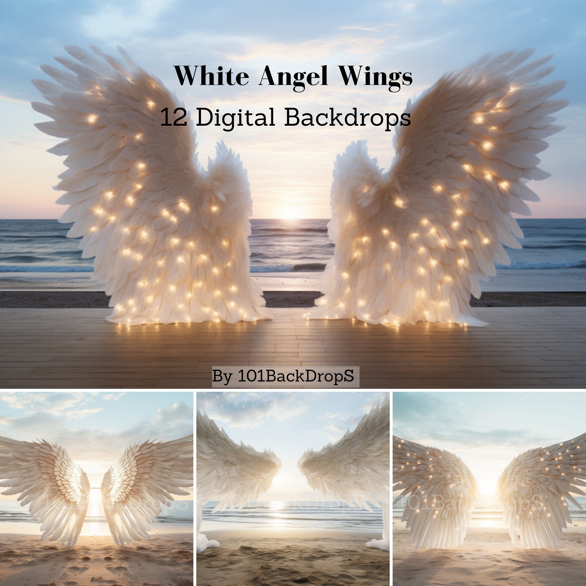 12 X Digital Backdrops, Angel Wings Digital Backgrounds, Maternity ...