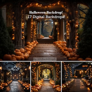 Halloween Backdrop Digital, Bundle Halloween Horror Background, Photography Composite, Printable Set