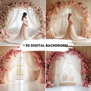 Boho Maternal Serenity Collection - 50+ Minimalist Maternity & Wedding Studio Digital Backgrounds and Fine Art Overlays