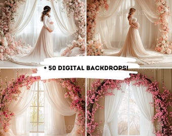 Boho Maternal Serenity Collection - 50+ minimalistische Maternity & Wedding Studio Digitale Hintergründe und Fine Art Overlays