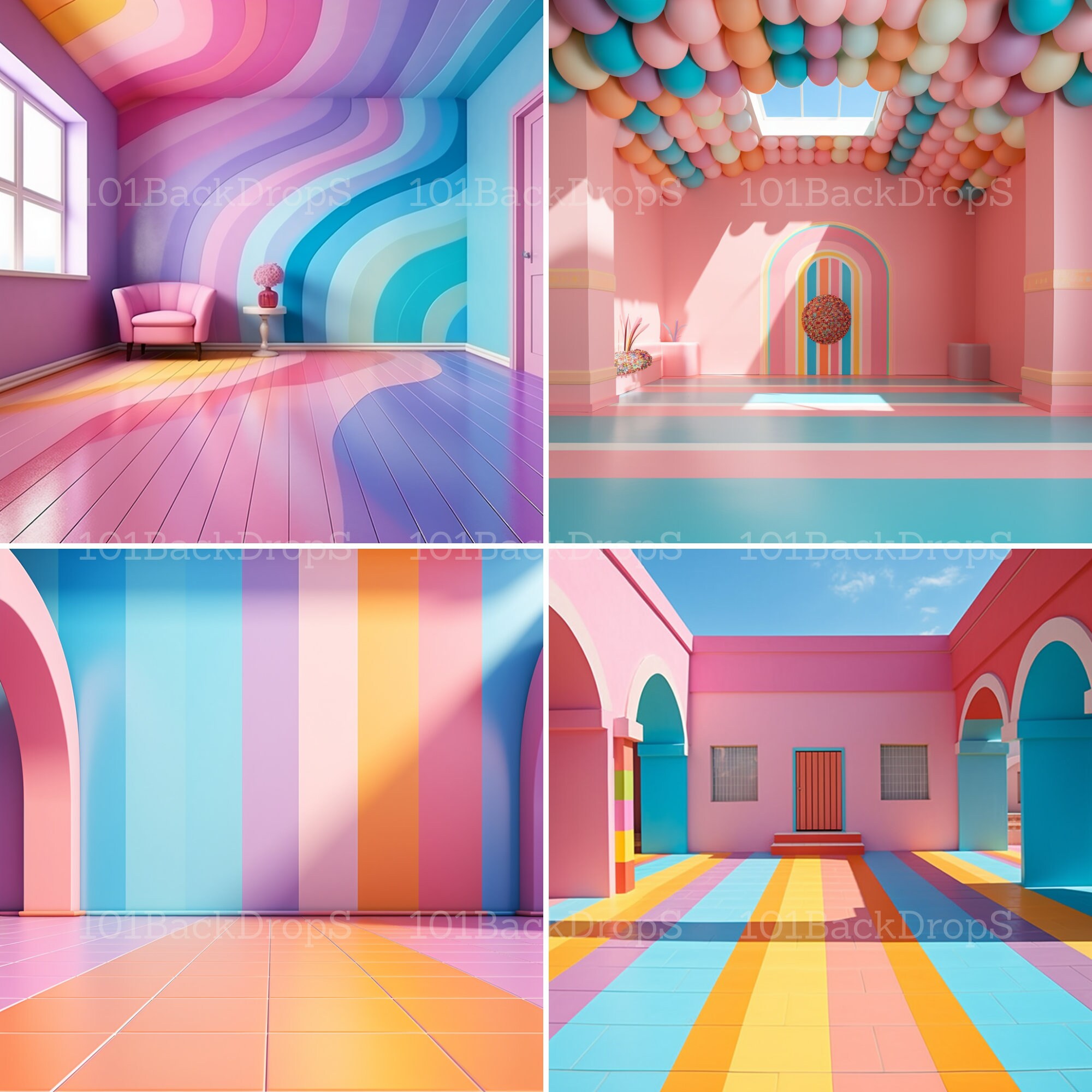 31 Rainbow Instagram Style CG Digital Backdrops, Pastel Rainbow ...