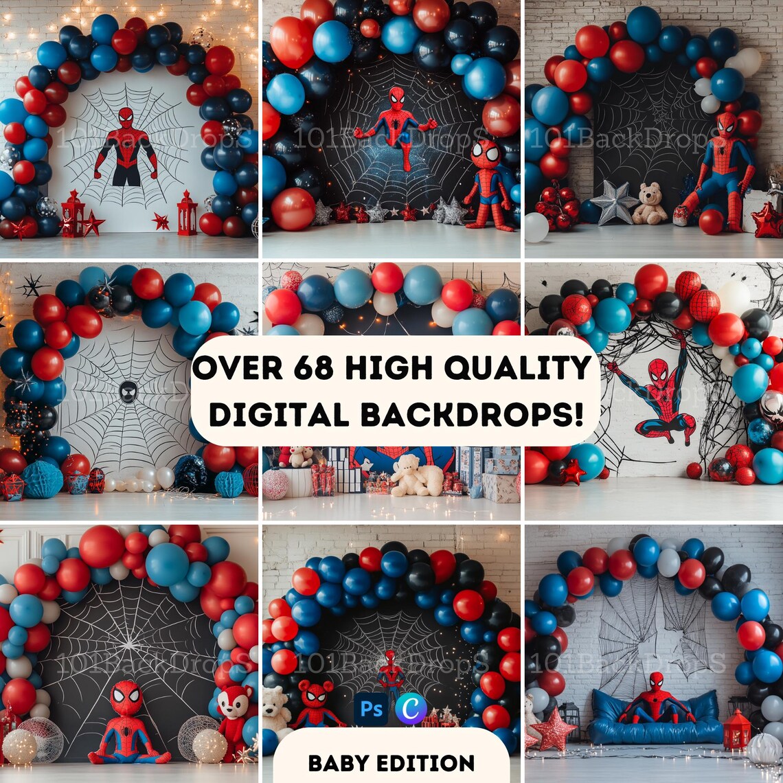 Spider-inspired Baby Backdrops Bundle - 66+ Digital Download ...