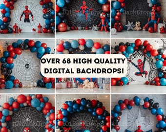 Spider-Inspired Baby Backdrops Bundle - 66+ Digital Download Backgrounds - High Res 8K Movie-Style Photoshoot Scenes - Perfect for Newborn