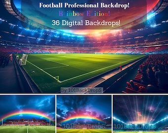 Toile de fond professionnelle de football - Édition arc-en-ciel - Photographie | FOOTBALL ÉCLAIR | Décors | Téléchargement haute résolution 8K