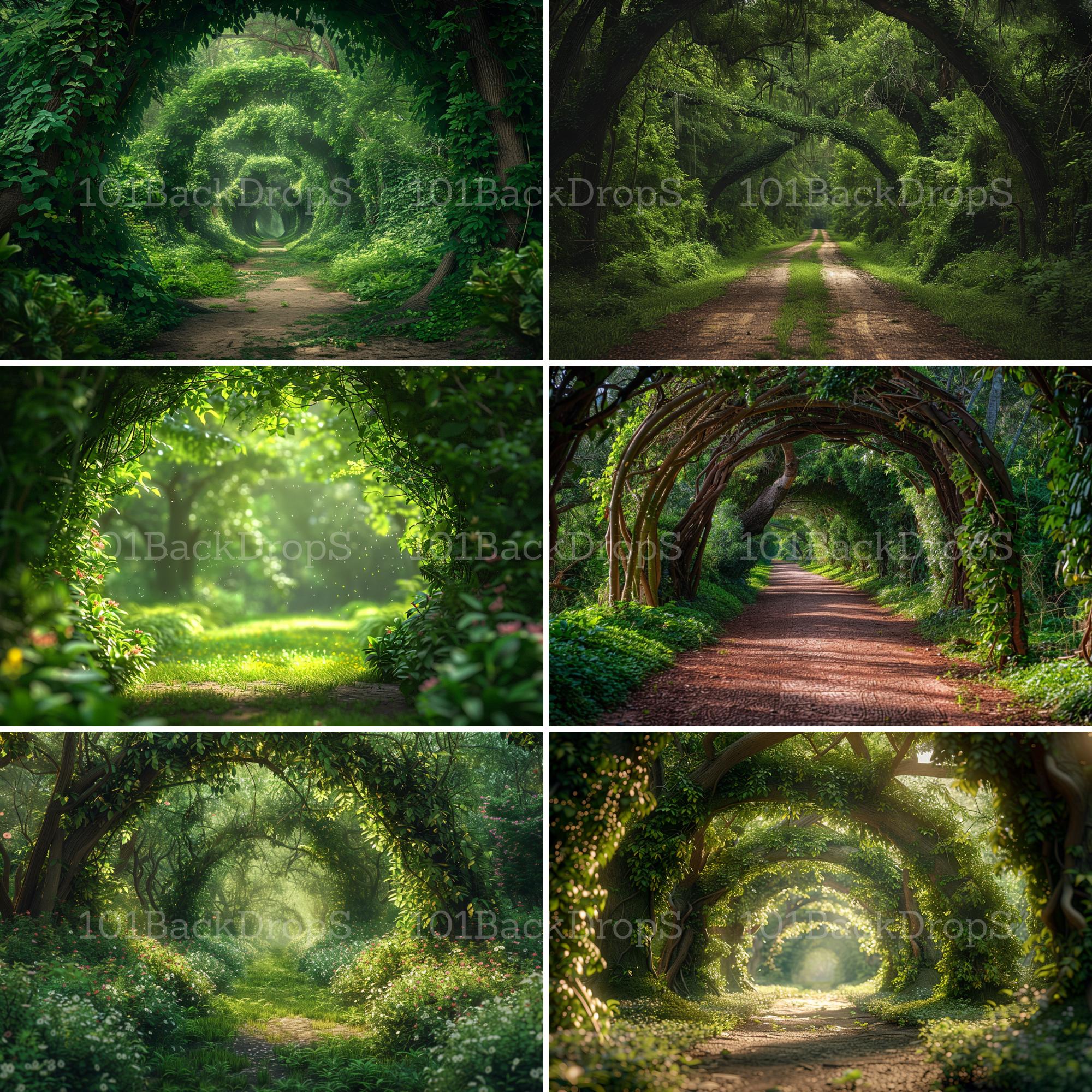 Enchanting Forest Digital Scenery Bundle - 50+ Green Summer & Spring ...